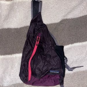 Patagonia Lightweight Travel Sling Bag Packable Black and Purple